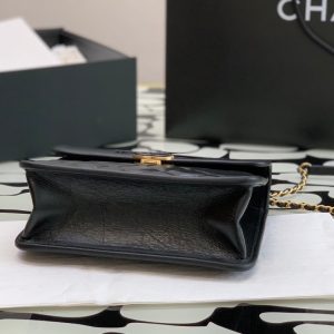 CC Quilted Mini Graphic Catch Flap Bag Black Lambskin