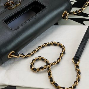 CC Quilted Mini Graphic Catch Flap Bag Black Lambskin