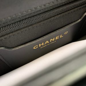 CC Quilted Mini Graphic Catch Flap Bag Black Lambskin