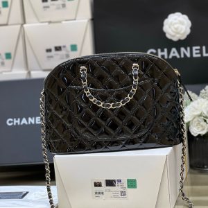 CC 23S Shell Bag 28.5cm Black Patent Leather