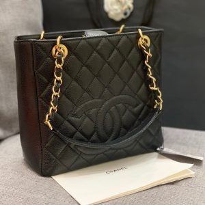 CLASSIC GRAND SHOPPING TOTE BAG 24CM BLACK CAVIAR GOLD HARDWARE