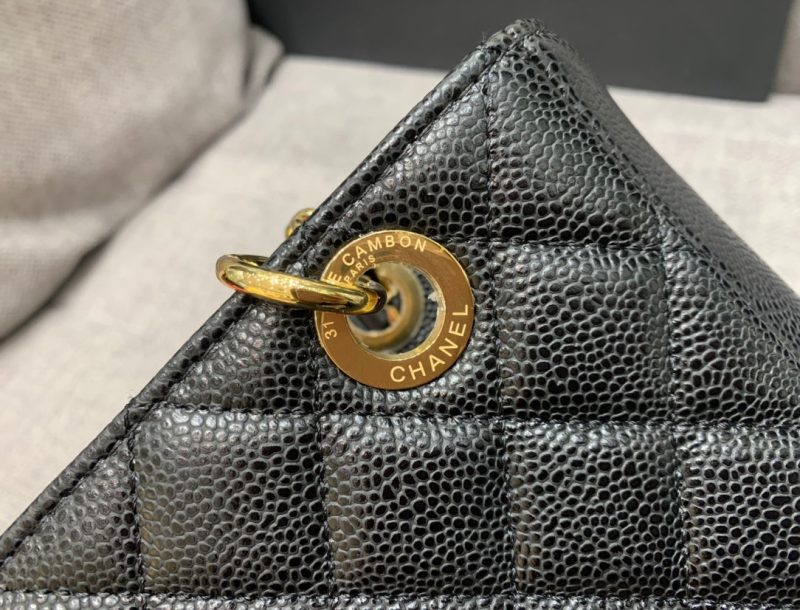 CLASSIC GRAND SHOPPING TOTE BAG 24CM BLACK CAVIAR GOLD HARDWARE