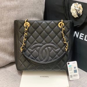 CLASSIC GRAND SHOPPING TOTE BAG 24CM BLACK CAVIAR GOLD HARDWARE