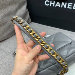 19 FLAP BAG 26 DARK GREY GOATSKIN SILVER HARDWARE