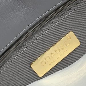 19 FLAP BAG 26 DARK GREY GOATSKIN SILVER HARDWARE