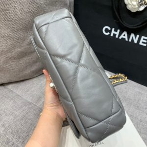 19 FLAP BAG 26 DARK GREY GOATSKIN SILVER HARDWARE