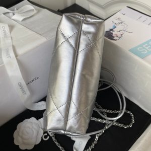 CC 24S Hobo 22 Bag 20cm Silver Metalic Lambskin