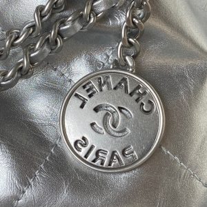 CC 24S Hobo 22 Bag 20cm Silver Metalic Lambskin