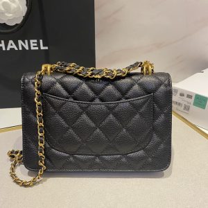 CC 24K Woc 19cm Black Grained Calfskin Gold Hardware