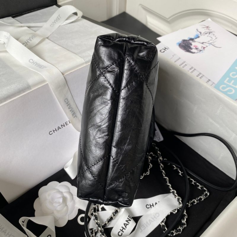 CC 24S Hobo 22 Bag 20cm Black Aged Lambskin