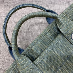 CC DEAUVILLE TOTE BAG 34CM KHAKI DENIM SILVER HARDWARE