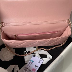 CC 26 CLUTCH WITH CHAIN BAG IN LIGHT PINK CALFSKIN