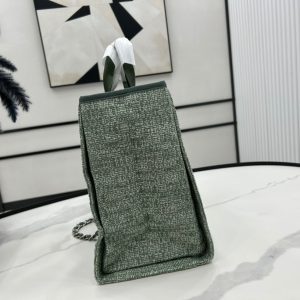 CC Deauville Tweed Bag Green Leather Silver Hardware 7