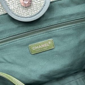 CC Deauville Tweed Bag Green Leather Silver Hardware 7