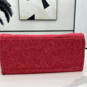 CC Deauville Tweed Bag Red Leather Silver Hardware 11