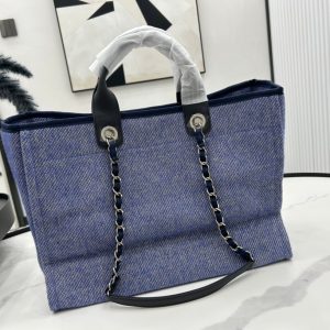 CC Deauville Tweed Bag Black Leather Silver Hardware 12