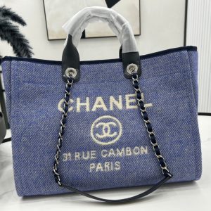 CC Deauville Tweed Bag Black Leather Silver Hardware 12