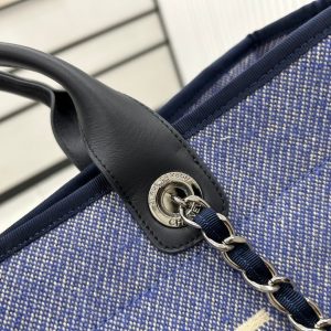 CC Deauville Tweed Bag Black Leather Silver Hardware 12