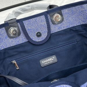 CC Deauville Tweed Bag Black Leather Silver Hardware 12