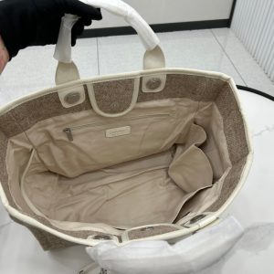 CC Deauville Tweed Bag White Leather Silver Hardware 13