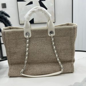 CC Deauville Tweed Bag White Leather Silver Hardware 13