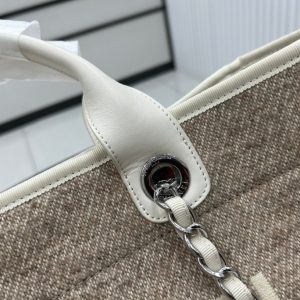 CC Deauville Tweed Bag White Leather Silver Hardware 13