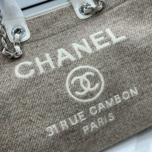 CC Deauville Tweed Bag White Leather Silver Hardware 13