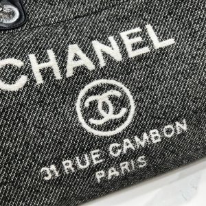 CC Deauville Tweed Bag Black Leather Silver Hardware 14