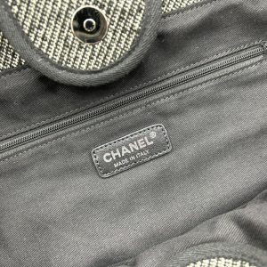 CC Deauville Tweed Bag Black Leather Silver Hardware 14