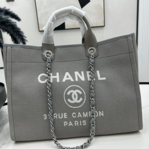 CC Deauville Tweed Bag Dark Brown Leather Silver Hardware 20