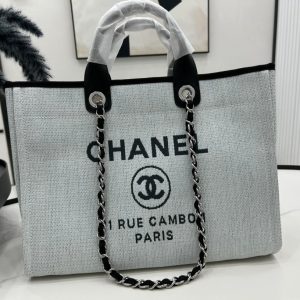 CC Deauville Tweed Bag Black Leather Gold Hardware 17