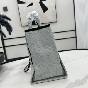 CC Deauville Tweed Bag Black Leather Gold Hardware 17