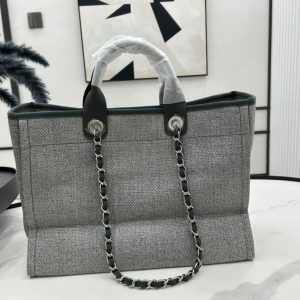 CC Deauville Tweed Bag Dark Green Leather Gold Hardware 18