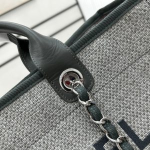 CC Deauville Tweed Bag Dark Green Leather Gold Hardware 18