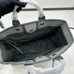 CC Deauville Tweed Bag Dark Green Leather Gold Hardware 18