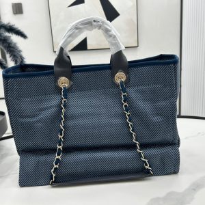 20230722_i1689970985_4473_4_jpg CC Deauville Tweed Bag Black Leather Gold Hardware 23