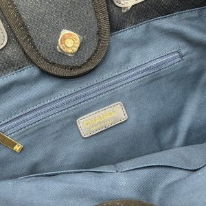 CC Deauville Tweed Bag Navy Leather Gold Hardware 21