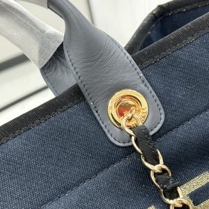 CC Deauville Tweed Bag Navy Leather Gold Hardware 21