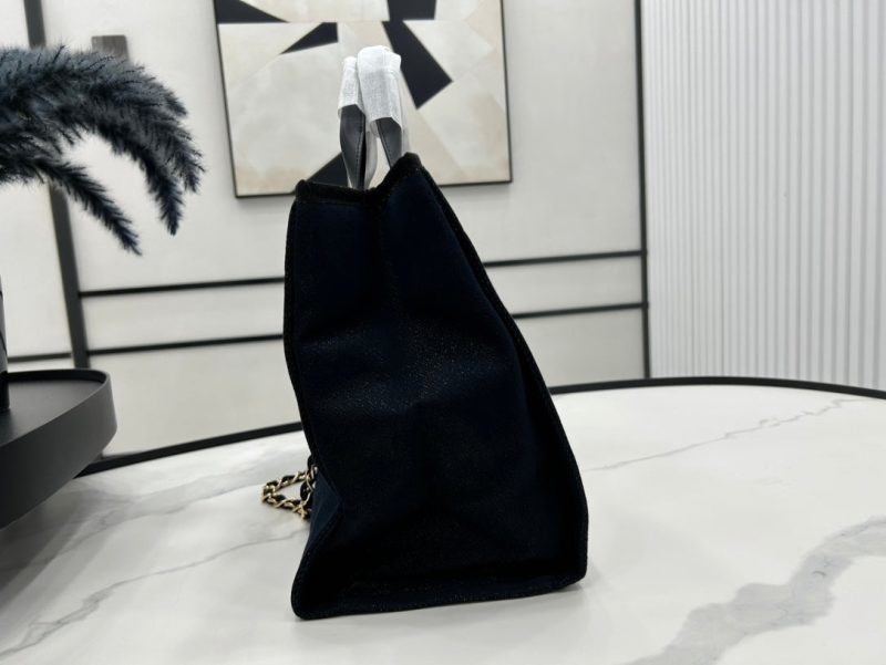 CC Deauville Tweed Bag Navy Leather Gold Hardware 21