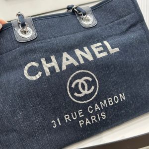 CC Deauville Tweed Bag Black Leather Silver Hardware 22