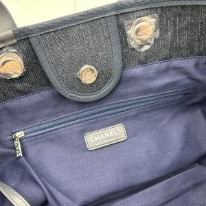 CC Deauville Tweed Bag Black Leather Silver Hardware 22