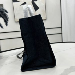 CC Deauville Tweed Bag Black Leather Silver Hardware 22