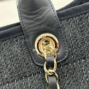 CC Deauville Tweed Bag Black Leather Gold Hardware 25