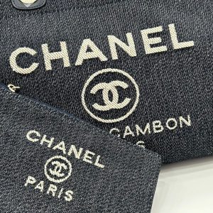 CC Deauville Tweed Bag Black Leather Gold Hardware 25