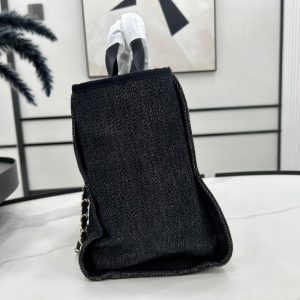 CC Deauville Tweed Bag Black Leather Gold Hardware 25