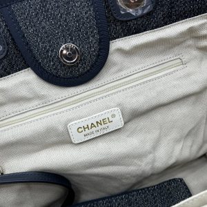 CC Deauville Tweed Bag Black Leather Gold Hardware 25