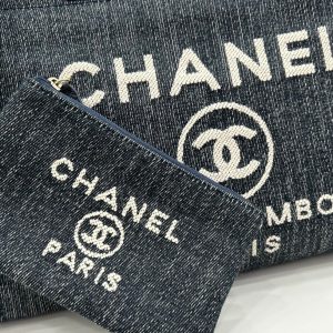 CC Deauville Tweed Bag 33x24x14.5cm Black Leather Gold Hardware 27