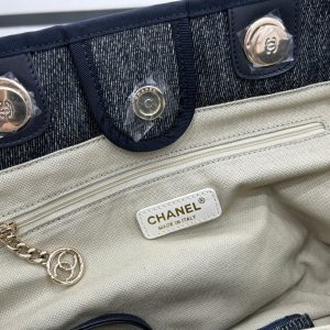 CC Deauville Tweed Bag 33x24x14.5cm Black Leather Gold Hardware 27