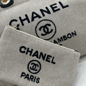 CC Deauville Tweed Bag Black Leather Gold Hardware 34