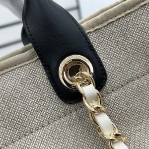 CC Deauville Tweed Bag Black Leather Gold Hardware 34